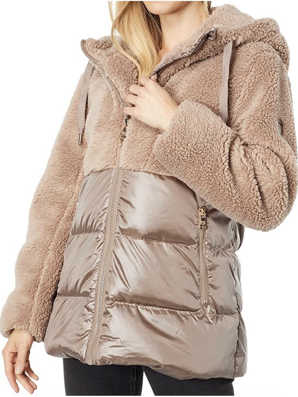 NWOT Vince Camuto Hooded Faux Fur and Down Jacket Size S
